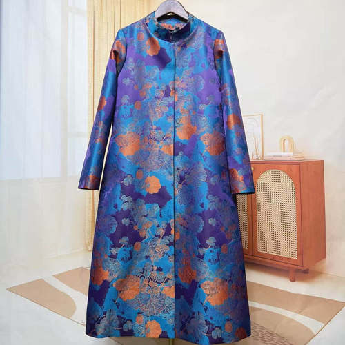 新中式宋锦国风古韵提花女装风衣外套2025年秋季新款中长款外搭