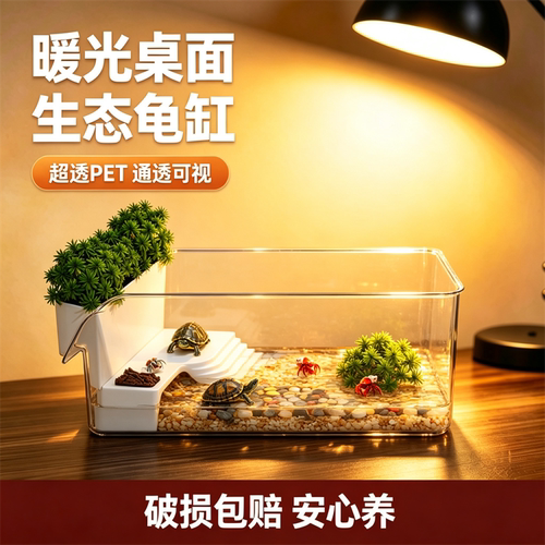 鱼缸过滤制氧一体机自循环客厅水族箱桌面懒人小型亚克力