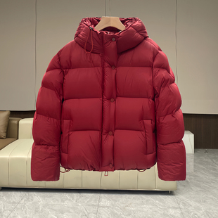 短款羽绒服女2025冬季新款韩版连帽90白鸭绒加厚保暖泡芙宽松外套