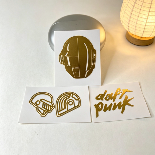【3张】Daft Punk蠢朋克周边金属贴纸金色手机壳平板吉他装饰配饰