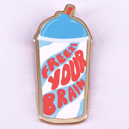 FREEZE YOUR BRAIN 冷饮杯趣味卡通金属徽章胸针配饰 Pins