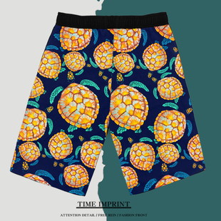 新款沙滩裤短裤夏季休闲半截裤海南岛风印花5分裤定制东南亚速干