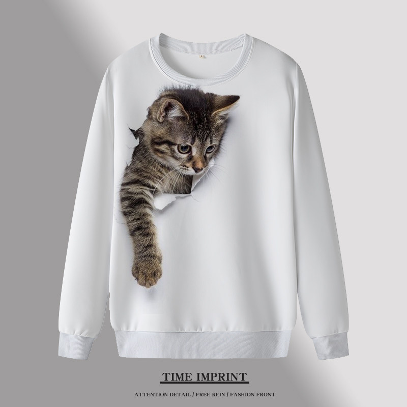 小猫圆领卫衣动物青少年