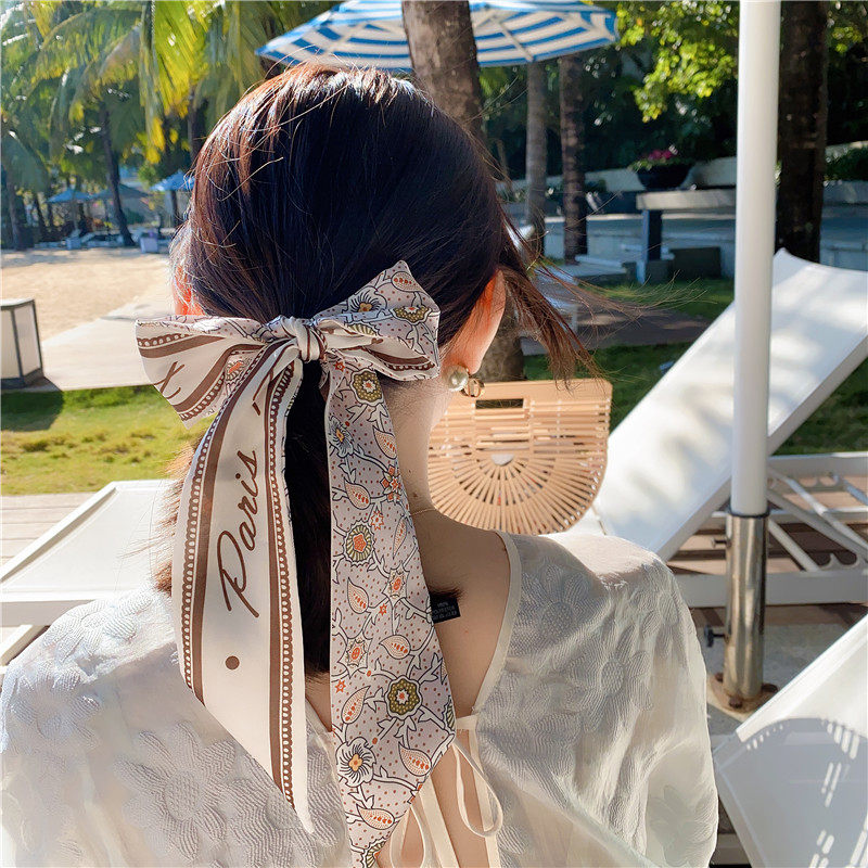 复古法式小丝巾女春秋百搭小长条发带绑包扎头发丝带绑发飘带领巾