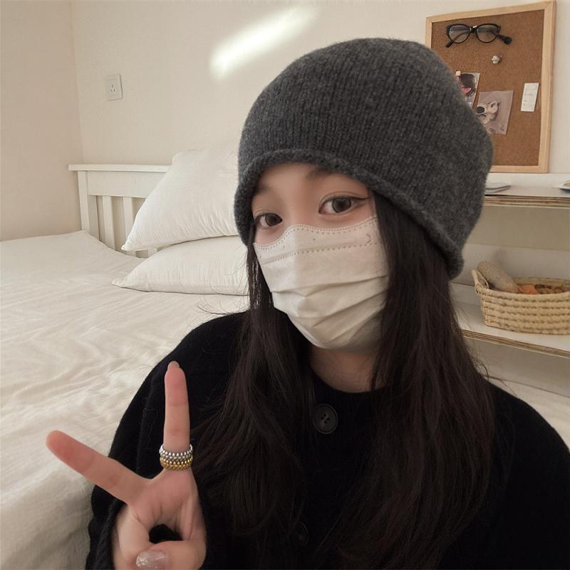 堆堆帽秋冬季100%纯羊毛帽子针织坐月子帽2024新款男女款包头冷帽