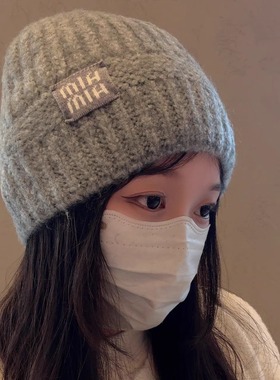 AIM帽子秋冬季女韩版百搭针织毛线帽学生保暖包头冷帽显脸小潮帽