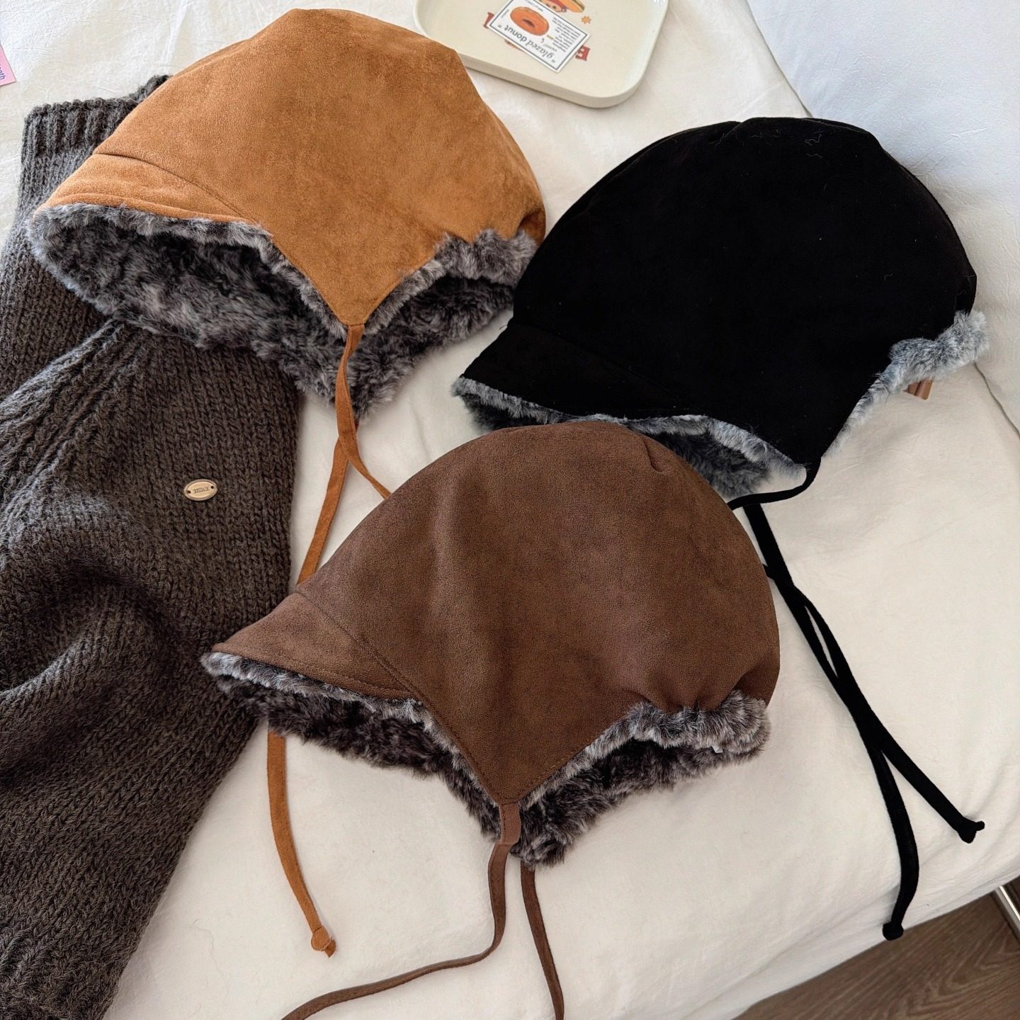 网红复古麂皮绒双面毛绒雷锋帽男女秋冬保暖护耳帽系带咖色系帽子,服饰配件/皮带/帽子/围巾,帽子,淘宝优惠券,粉丝福利购,淘宝优惠卷
