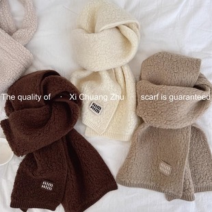 百搭纯色围脖冬季 AIM韩版 2024新针织围巾女情侣款