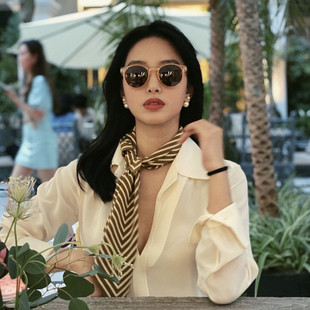 楊采鈺同款 洋氣時尚 ins法式 復古發帶長條領巾 小方巾絲巾女秋款