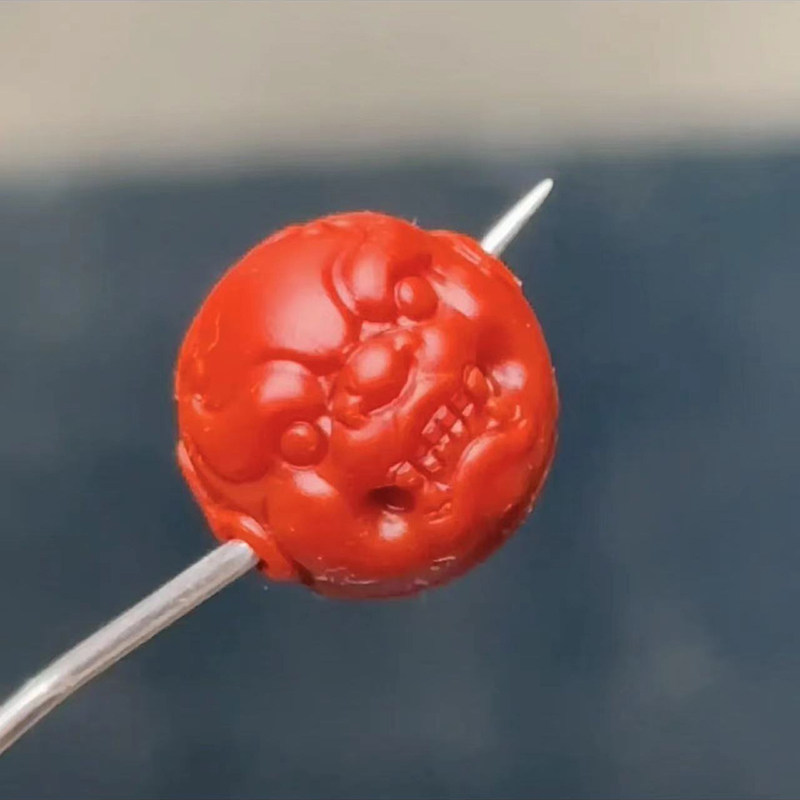 芊雅南红玛瑙兽珠无相堂同款满色肉柿子红15mm星月猴头佛珠隔珠