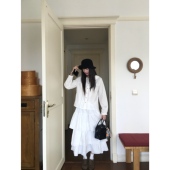 娃娃领蕾丝上衣衬衫 岛屿日记 25aw白色套装 ＋蛋糕半裙