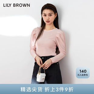 LILY 打底上衣LWCT234313 BROWN秋冬款 纯色甜美肌理感泡泡袖