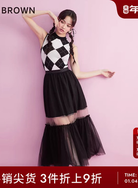 LILY BROWN春夏款 甜美高腰百褶拼接纱裙半身裙LWFS231242