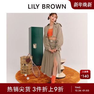 LILY 学院风层次感高腰百褶半身裙LWFS241116 BROWN春夏款