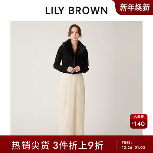 LILY 气质百搭光泽直筒高腰半身裙LWFS244066 BROWN秋冬款