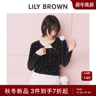 两件套LWCT254089 丝绒花朵刺绣吊带开衫 LILY BROWN2025秋冬新品