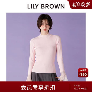 针织衫 百搭半高圆领喇叭袖 上衣LWNT261013 BROWN2026早春新品 LILY