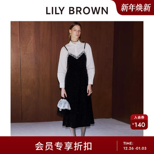 蕾丝吊带连衣裙两件套LWFO255809 翻领衬衫 LILY BROWN2025秋冬新品