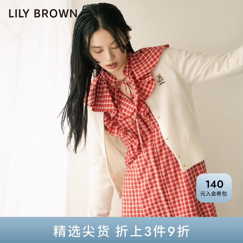 LilyBrown甜美荷叶边长袖连衣裙