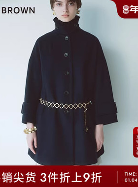 LILY BROWN秋冬款 百搭气质羊毛中长款毛呢大衣LWFC234251