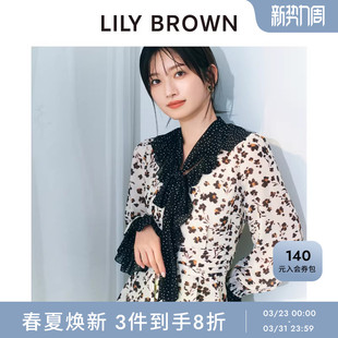 上衣LWFB261004 复古蝴蝶结系带印花衬衫 LILY BROWN2026春夏新品