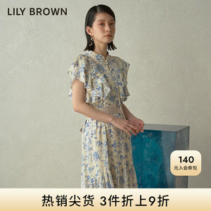 LILY BROWN春夏款 新中式盘扣小飞袖印花连衣裙LWFO232001