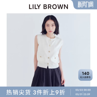 针织开衫 小香风圆领无袖 上衣LWNT254206 BROWN秋冬款 LILY