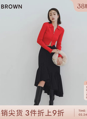 LILY BROWN秋冬款 甜美高腰不规则修身鱼尾裙LWFS234098