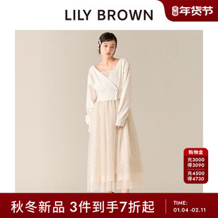 LILY BROWN2025秋冬新品针织开衫吊带薄纱连衣裙两件套LWNO255055