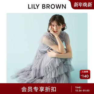 薄纱荷叶边蛋糕连衣裙LWFO254091 小飞袖 LILY BROWN2025秋冬新品