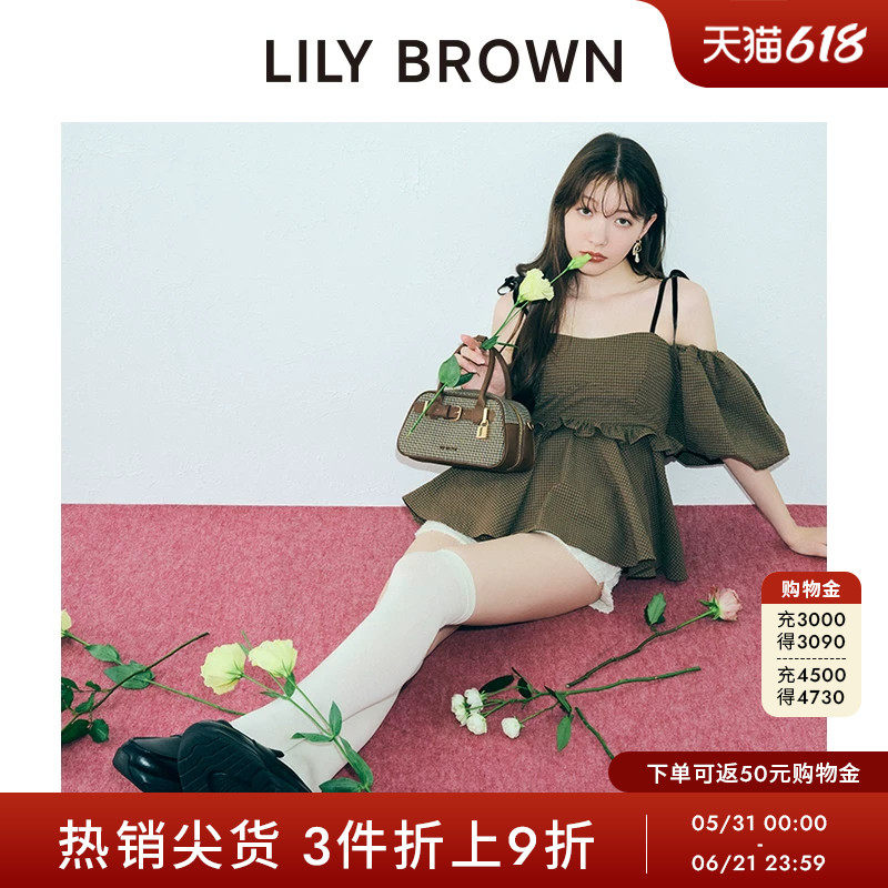 LILY BROWN秋冬款可拆卸泡泡袖露肩吊带衬衫上衣LWFT254184