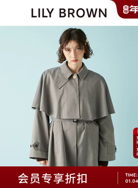 LILY BROWN2025秋冬新品可拆卸斗篷腰带气质风衣外套LWFC254095