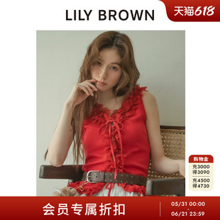 LILY BROWN2026春夏新品木耳边V领系带无袖背心上衣LWCT262054