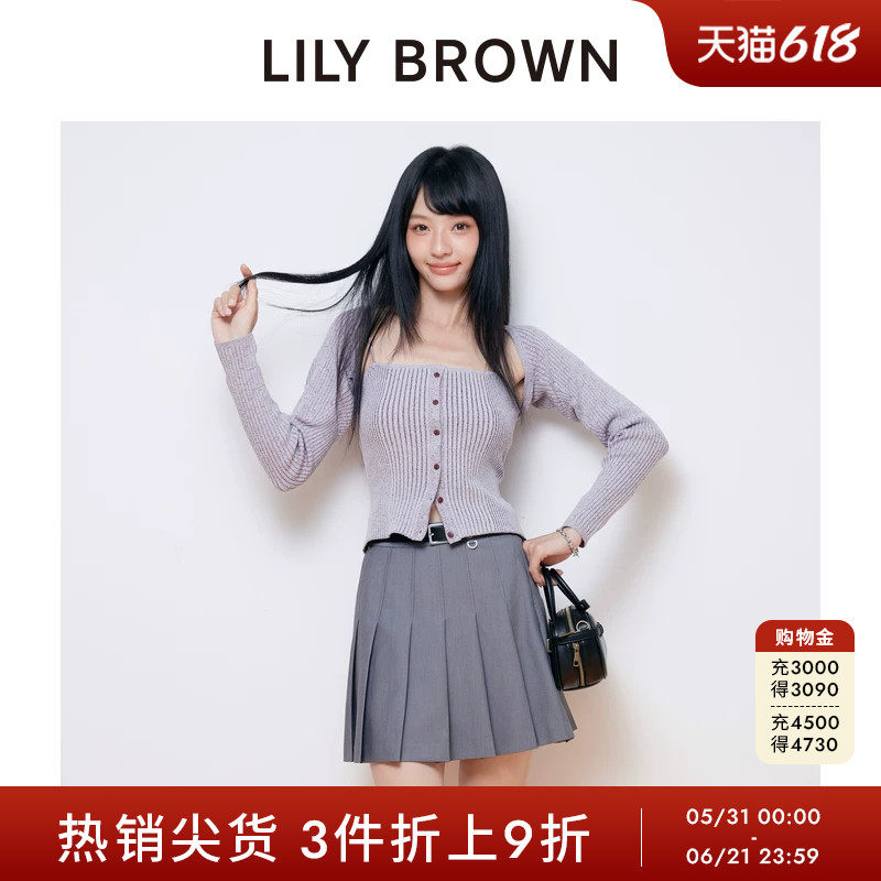 LILY BROWN春夏款学院风高腰附腰带A字百褶裙裤LWFP252020