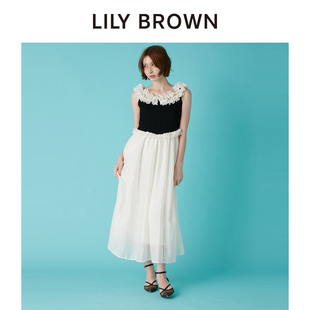 LILY BROWN2026早秋新品甜美荷叶边针织拼接无袖连衣裙LWNO264047