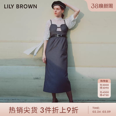 LilyBrown复古高腰吊带连衣裙