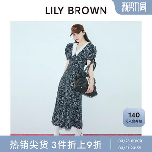 收腰连衣裙LWFO254054 复古翻领印花泡泡袖 LILY BROWN秋冬款