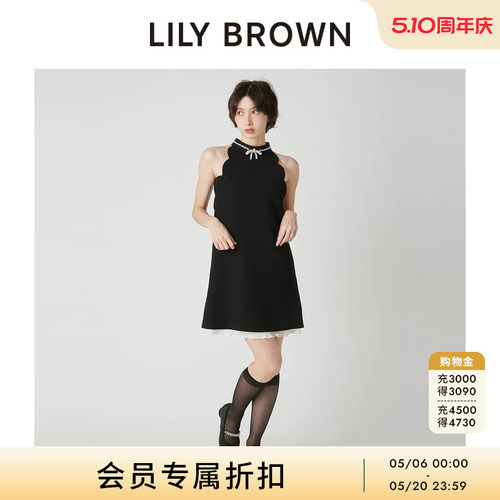 LILYBROWN蝴蝶结水钻无袖连衣裙