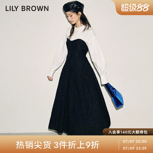 LILY BROWN秋冬款 复古拼接收腰假2件衬衫连衣裙LWFO235066
