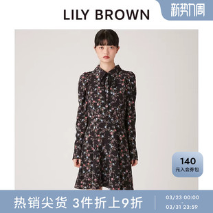 连衣裙LWFO245049 气质翻领碎花收腰短款 LILY BROWN秋冬款