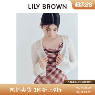 LILY BROWN秋冬款蕾丝镂空V领针织开衫薄款外搭LWND254218