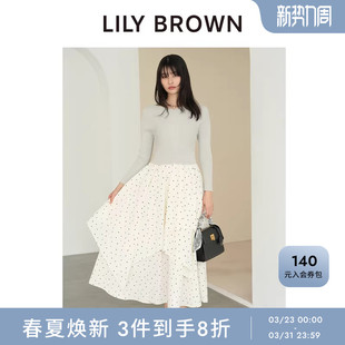 LILY 优雅V领针织拼接不规则连衣裙LWNO261060 BROWN2026春夏新品
