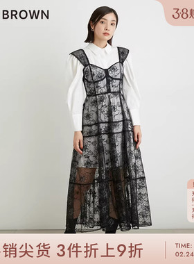 LILY BROWN秋冬款甜美衬衫蕾丝透视两件套连衣裙LWFO235103