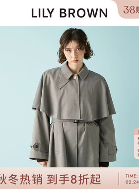 LILY BROWN2025秋冬新品可拆卸斗篷腰带气质风衣外套LWFC254095