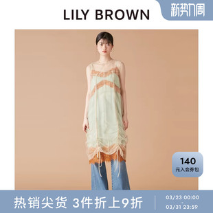 微透抽绳罩衫 无袖 蕾丝连衣裙两件套LWFO252043 BROWN春夏款 LILY