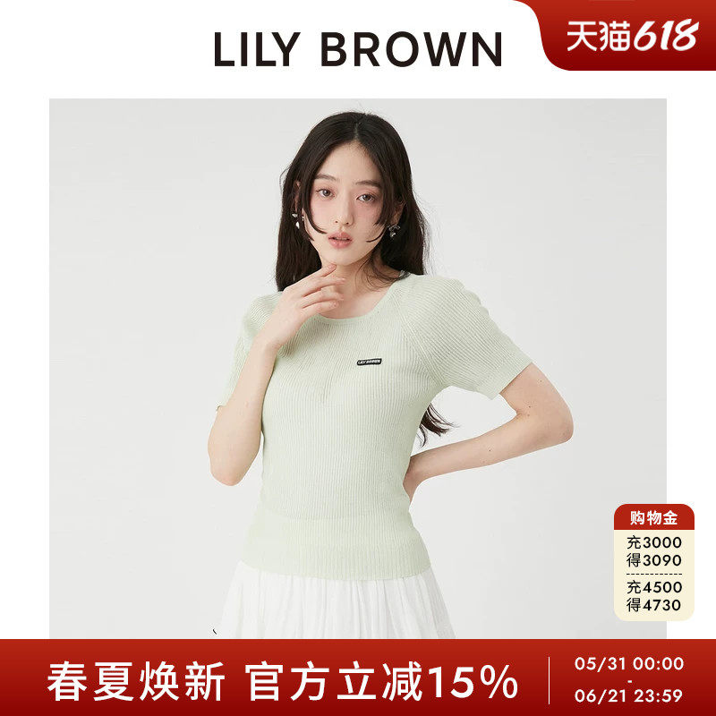 LILY BROWN2026春夏新品简约圆领修身薄款短袖针织衫LWNT262044