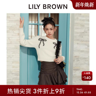 针织上衣LWNT244183 甜美蝴蝶结圆领短款 LILY BROWN秋冬款