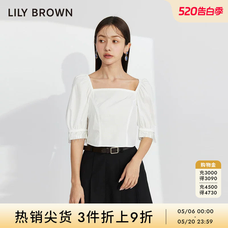 LILY BROWN春夏款 CANDY方领系带流苏短款上衣LWFB231806