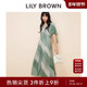 复古印花V领收腰短袖 LILY BROWN春夏款 连衣裙LWFO252025