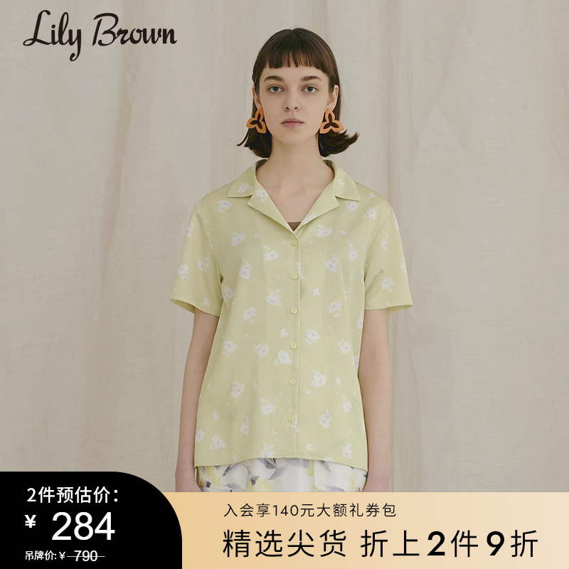 LILY BROWN春夏  清新少女印花短袖开领衬衫LWFT211058 女装/女士精品 衬衫 原图主图